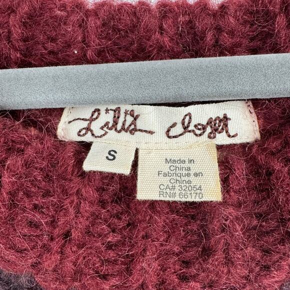 Lili's Closet Open Knit Striped Sweater Womens Small Pink Burgundy Gray - Picture 5 of 9